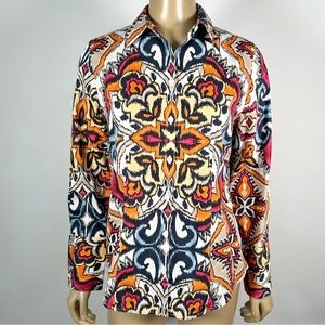 Chico’s Women’s Size 0 (Small) No-Iron Button Down Front Shirt 100% Cotton